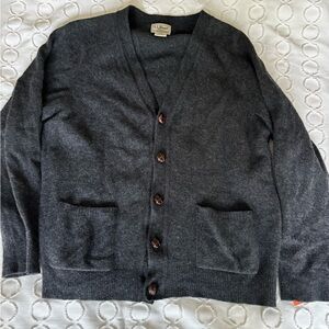 VTG LL Bean Lambswool V-Neck Button Up Grandpa Cardigan  Men's  L  Made Scotland